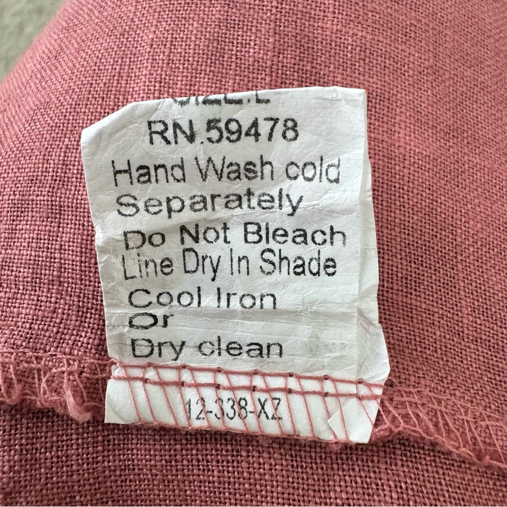 Lungo L'Arno 100% Linen Dress Womens Large Lagenlook Shift Pockets Rosette READ - Picture 11 of 14